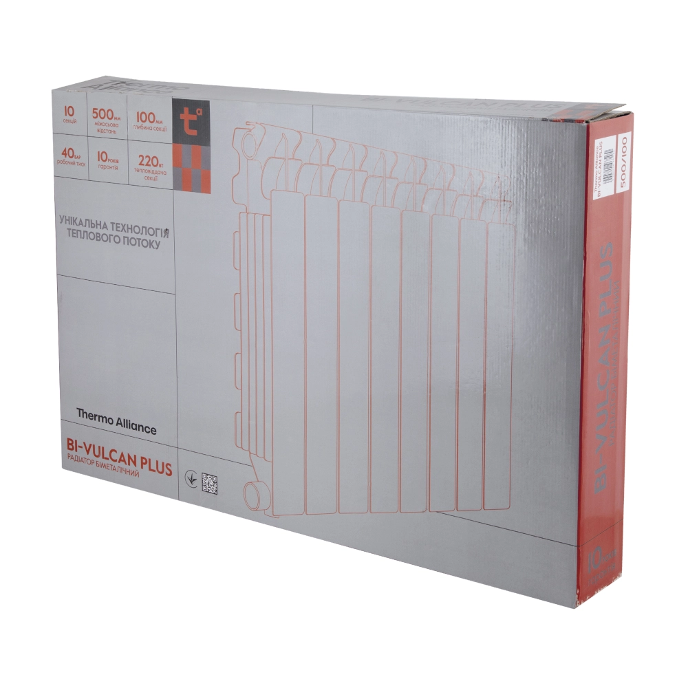 Радиатор биметаллический Thermo Alliance Bi-Vulcan Plus V500100BPLUS в сборе 10 секций 500х100 мм (SD00052842) - фото 9 Радиатор биметаллический Thermo Alliance Bi-Vulcan Plus V500100BPLUS в сборе 10 секций 500х100 мм (SD00052842) - фото 9