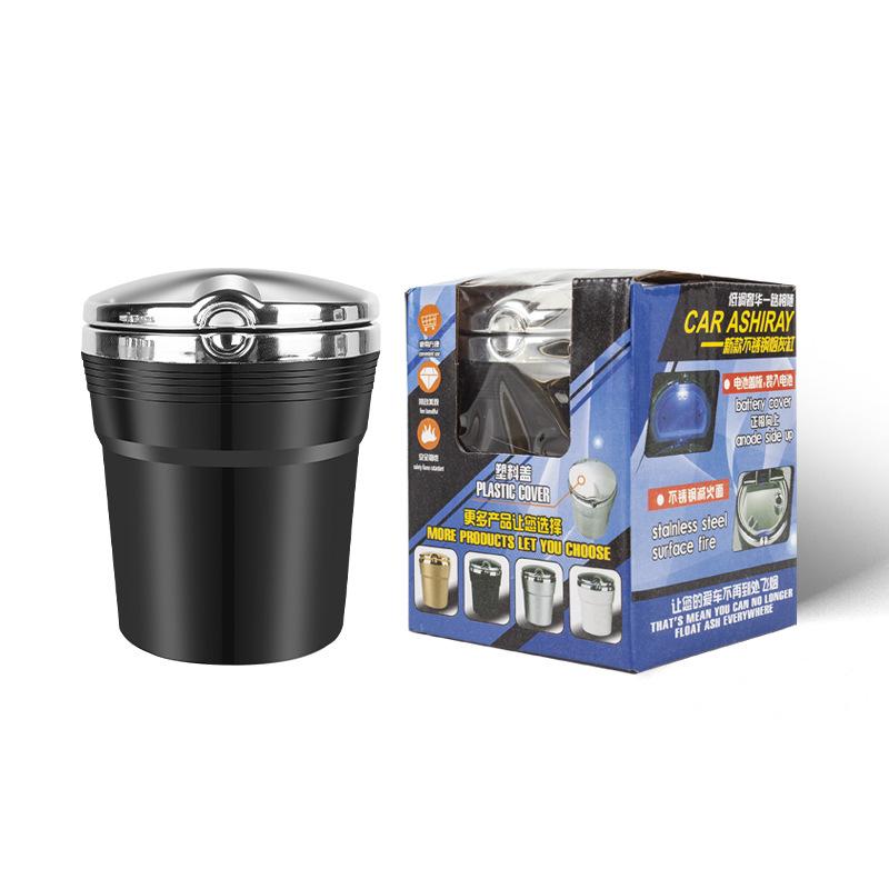 Пепельница с подсветкой LED и держателем сигареты 88 мм Черный (U9675)