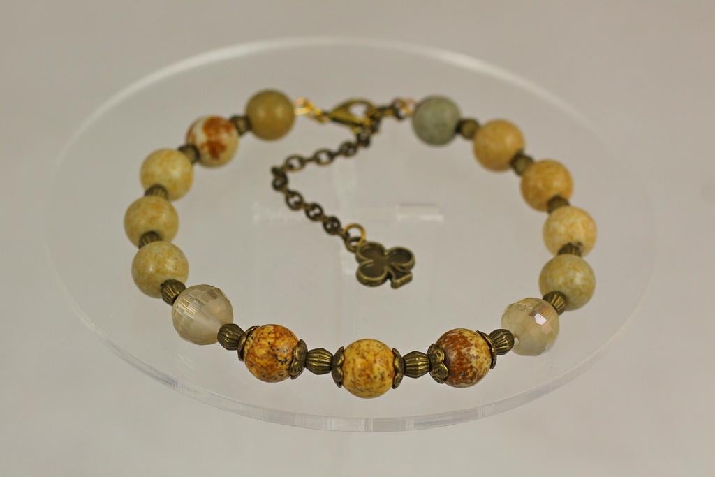 Браслет Яшма песчаная бронзовая фурнитура 20/5 см (33830205)