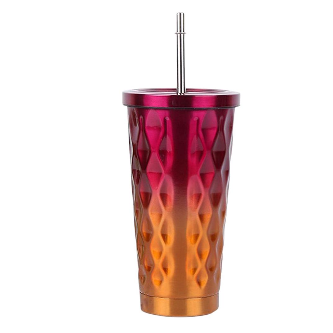 Стакан металлический с крышкой и трубочкой Найт-лайф 550 мл Красный - фото 5