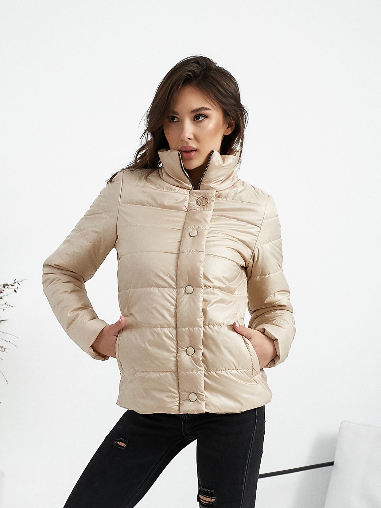 Куртка демисезонная Khan тонкая короткая р. 48 Бежевый (Kh211)