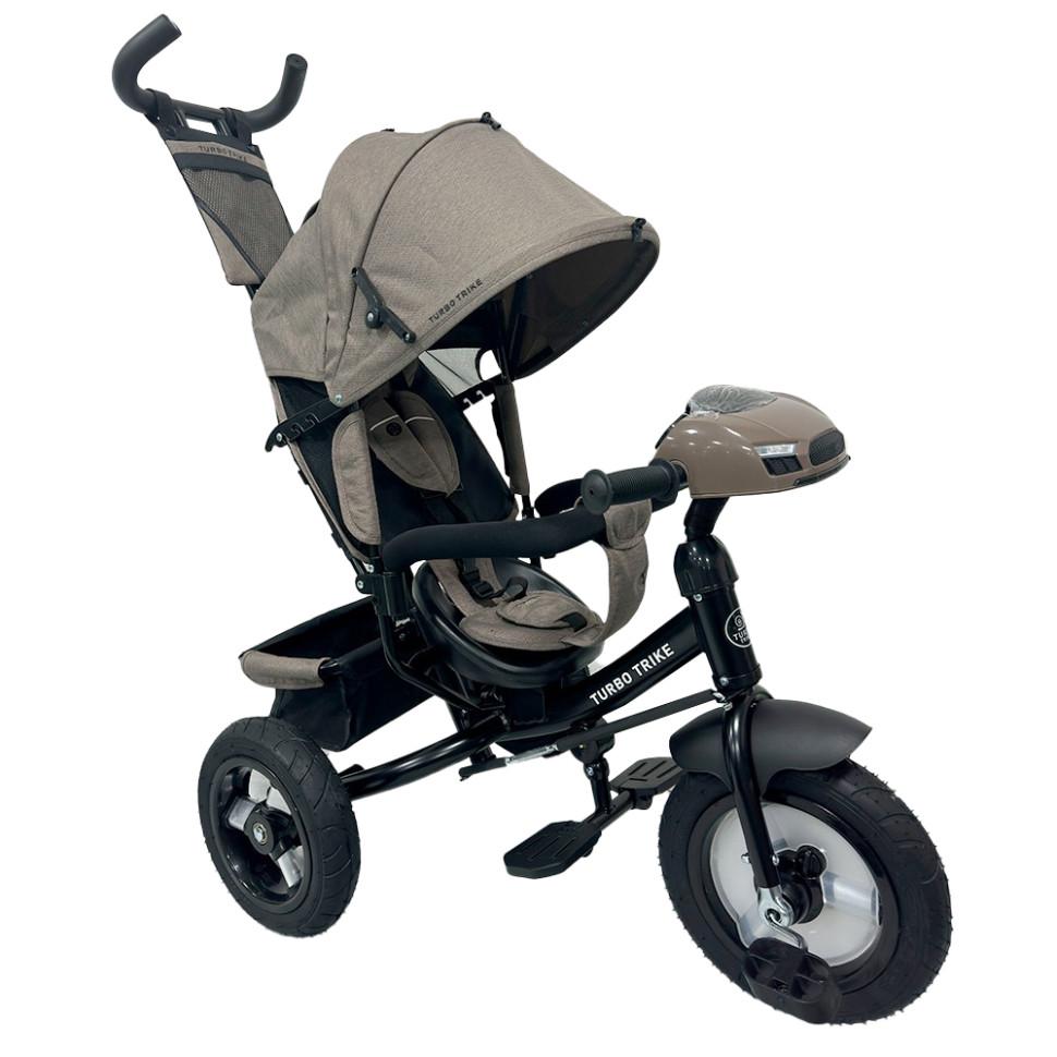 Детский велосипед Turbo Trike трехколесный/колясочный ручка/музыка 10" Коричневый (DR-171-A-113)