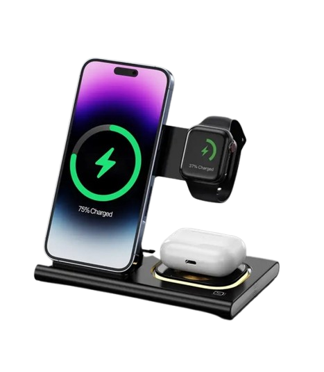 Док-станция беспроводная Magnetic Wireless Charging зарядка для iPhone/iWatch/Airpods Black (A-80)