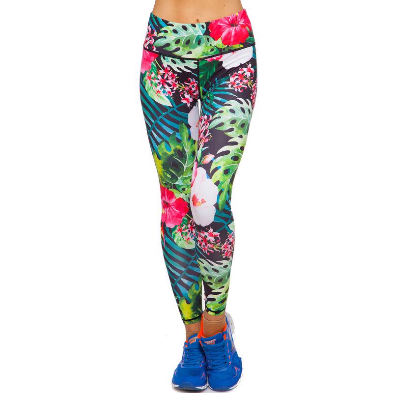 Лосины женские с принтом DOMINO YH104 M Зеленый/Розовый (YH104_M) - фото 3