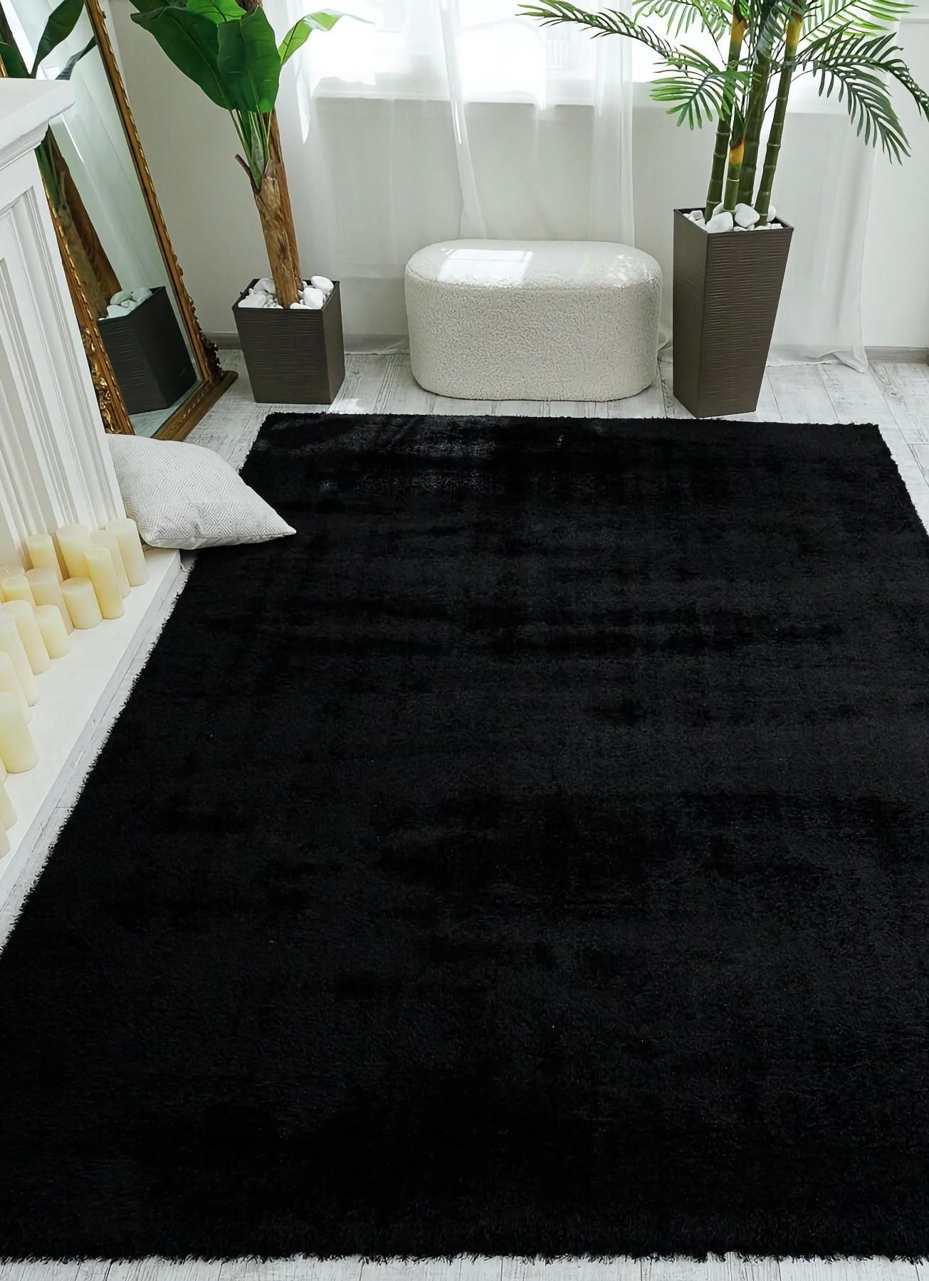 Ковер с высоким ворсом Puffy 4b S001a 200x290 см Black (57492029)