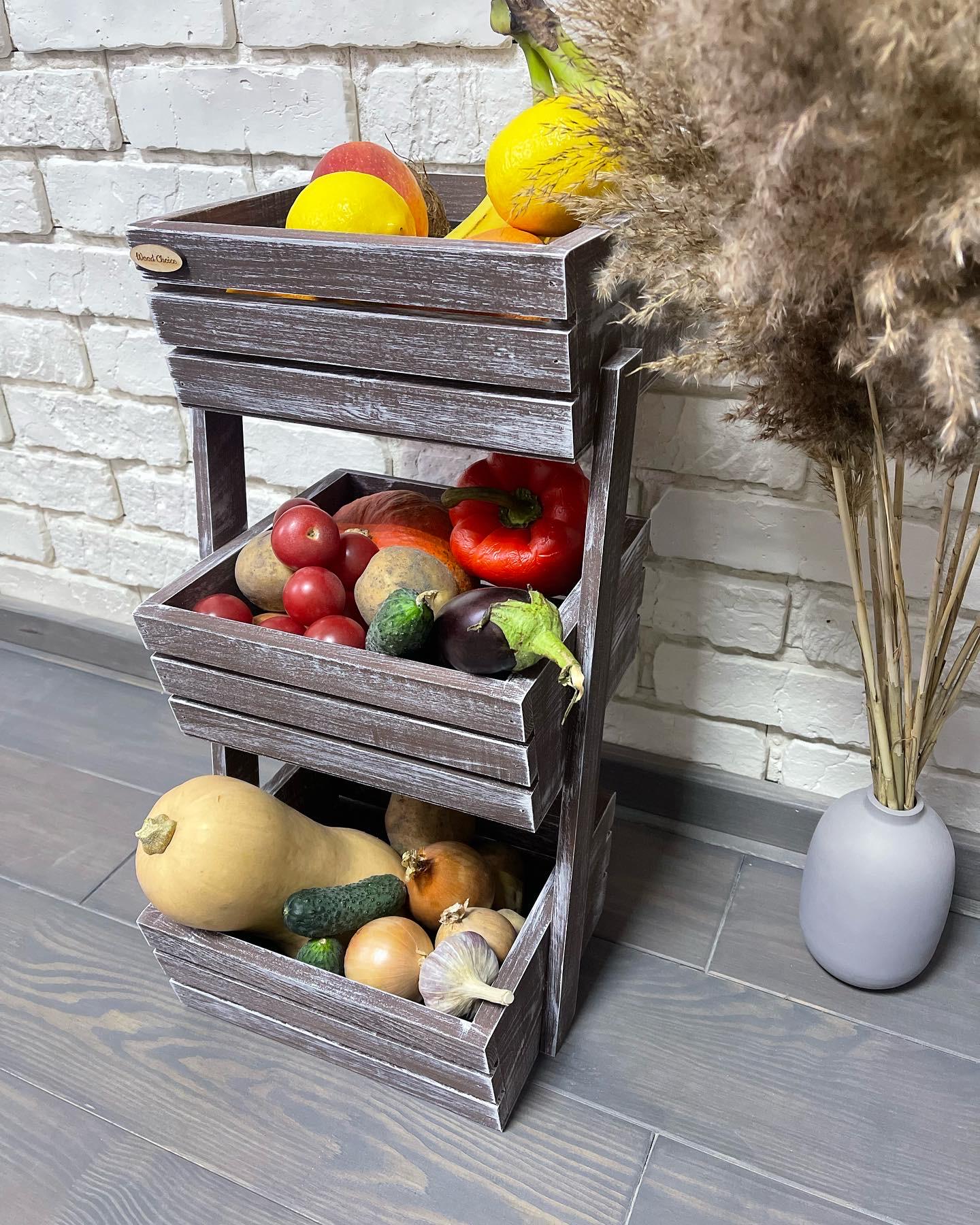 Ящик-фруктовниця дерев'яна 3 яруси Коричневий (153) - фото 4