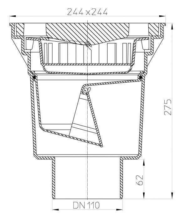 Дворовый трап Perfekt DN110 вертикальный с обжимным фланцем (HL606/1) - фото 2