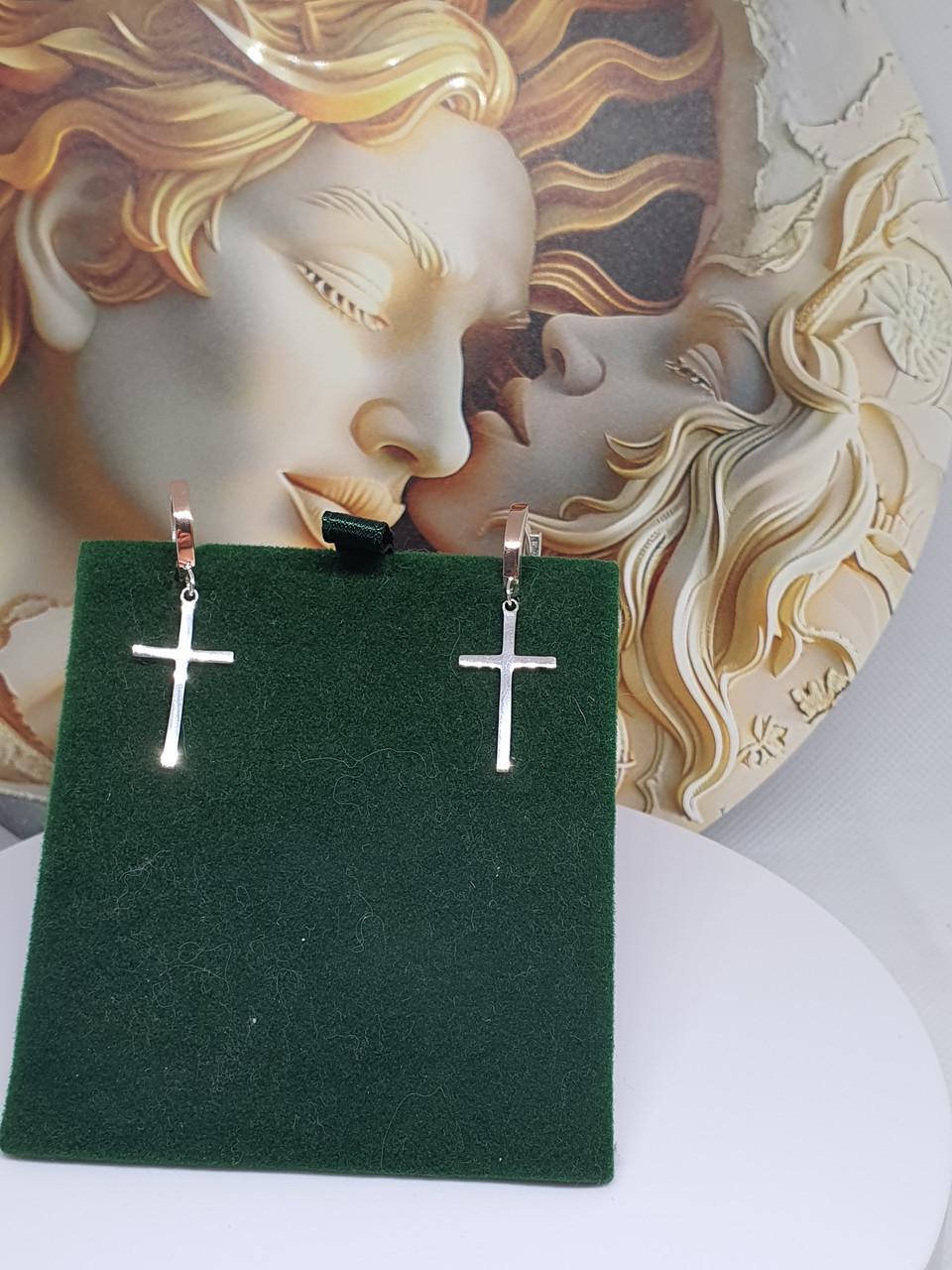 Срібні сережки Хрестики з вставкою золота 925/375 проба (26943916) - фото 7 Срібні сережки Хрестики з вставкою золота 925/375 проба (26943916) - фото 7