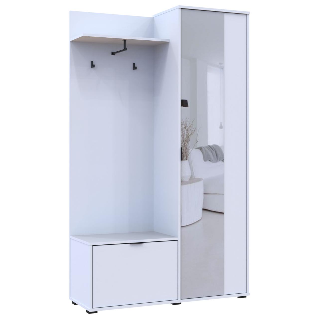 Прихожая с зеркалом Doros Дора 113,5х40х192 см Белый (DRS-011405) - фото 5 Прихожая с зеркалом Doros Дора 113,5х40х192 см Белый (DRS-011405) - фото 5