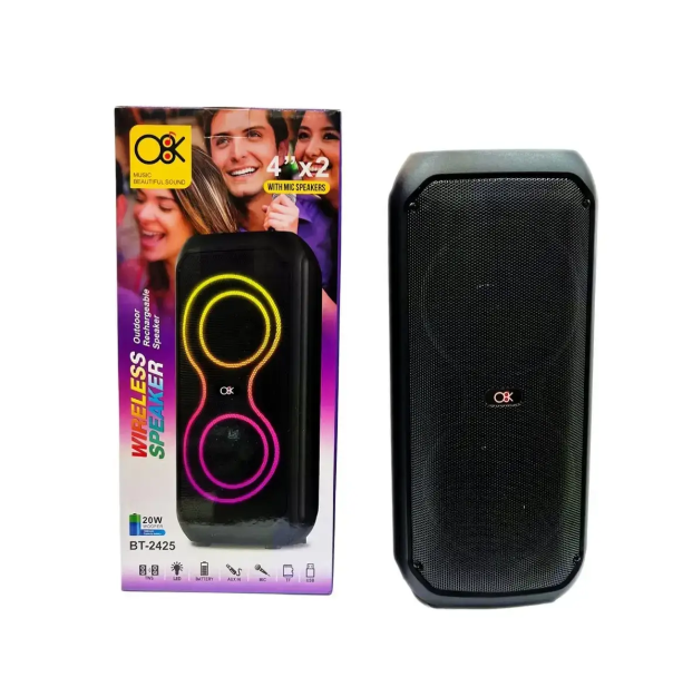 Колонка аккумуляторная BT-2425 Bluetooth 40 Вт с микрофоном USB AUX Черный (31608532)