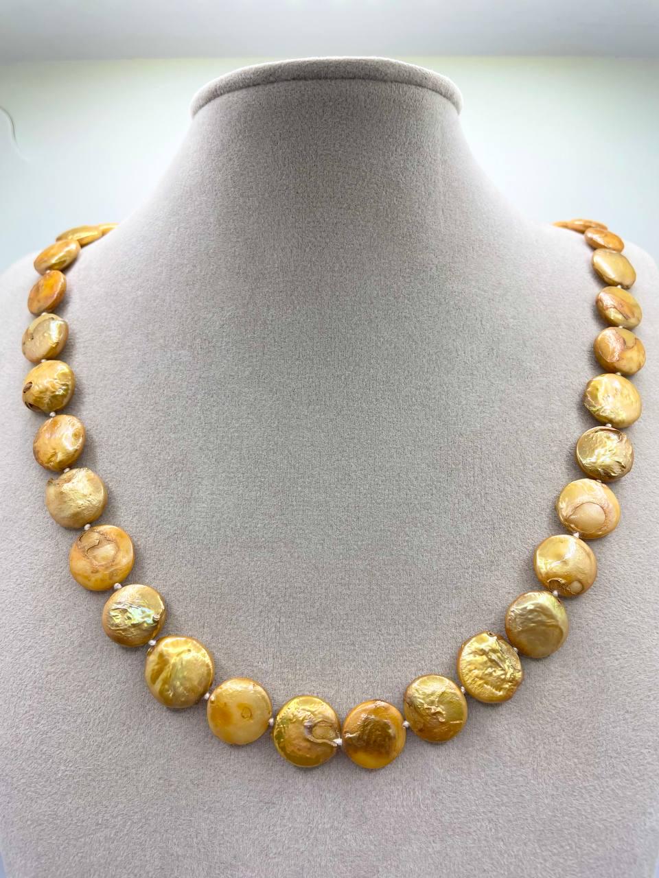 Бусы жемчуг тонированный 45 см Желтый (9265)