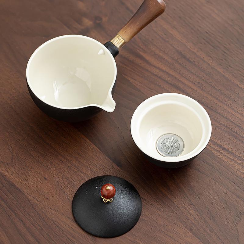 Дорожній набір для чайної церемонії керамічний Black Sand - фото 4