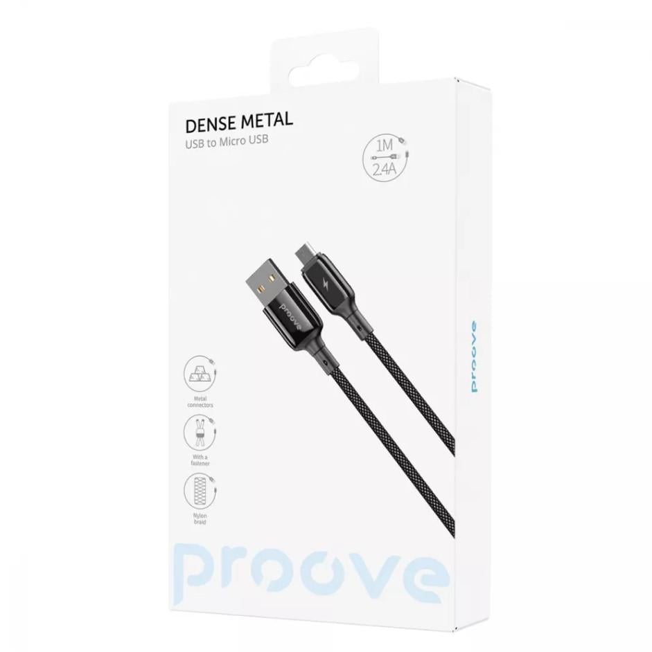 Кабель Proove Dense Metal Micro USB 2.4A 1 м Black - фото 3 Кабель Proove Dense Metal Micro USB 2.4A 1 м Black - фото 3