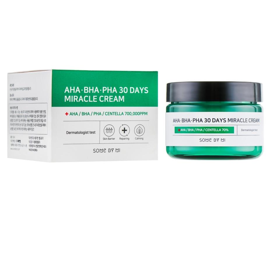 Восстанавливающий крем для проблемной кожи с кислотами AHA/BHA/PHA 30 Days Miracle Cream Some By Mi 60 мл (8809326334224)