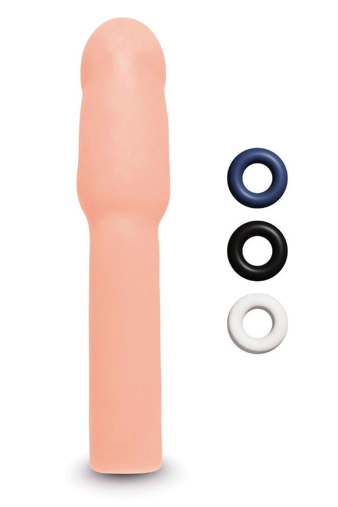 Насадка на член Size-Up Penis Extender с 3 эрекционными кольцами Бежевый (36093904)