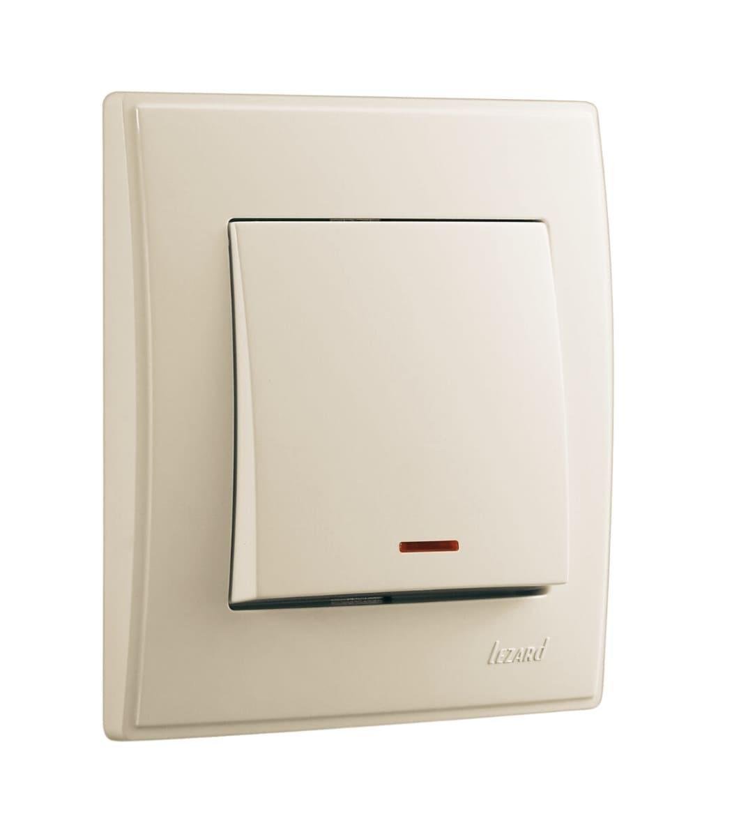 Выключатель одноклавишный с подсветкой Lezard Lesya Кремовый (00000013137)