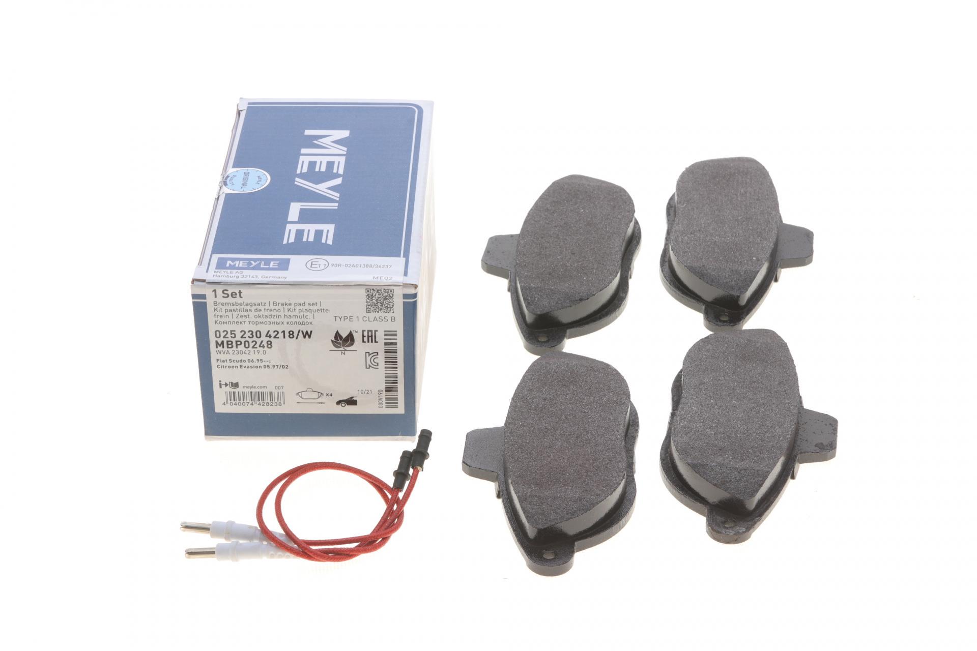 Гальмівні колодки передні Meyle для Fiat Scudo/Peugeot Expert 96- з датчиком (025 230 4218/W)