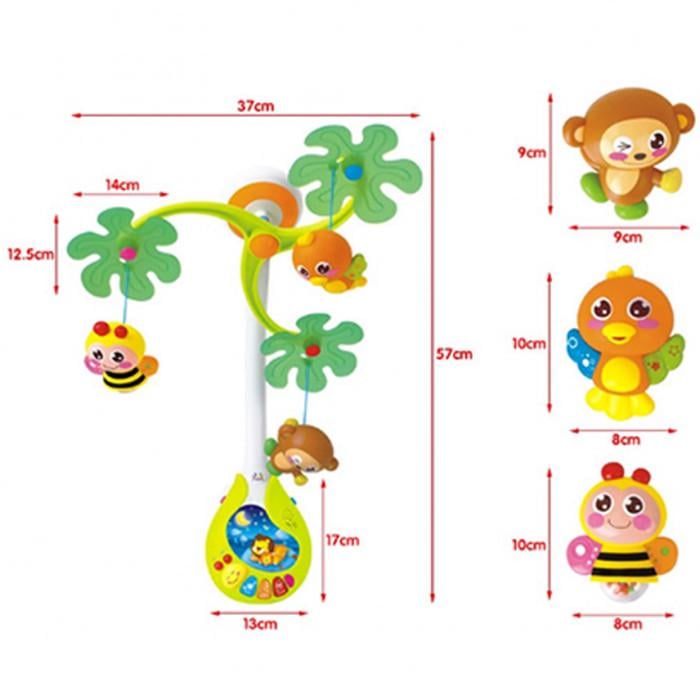 Мобиль-ночник музыкальный Limo Toy 818 карусель с подвесными элементами Веселый остров (1979191380) - фото 7