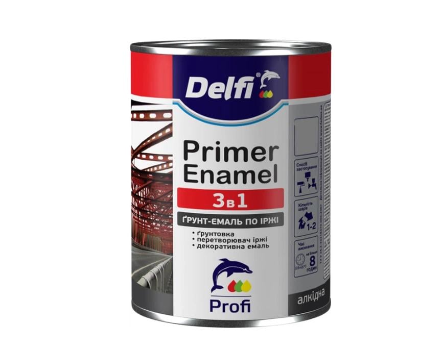 Грунт-эмаль по ржавчине Delfi 3в1 0,9 кг Темно-коричневый (100016112)