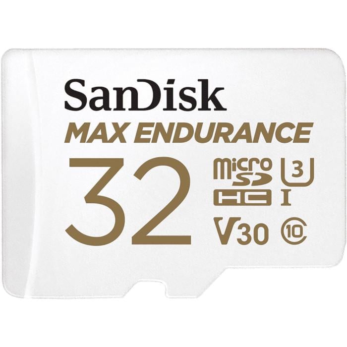 Карта памяти SanDisk microSDXC Max Endurance 32Gb class 10 V30 R100Mb/sW40Mb/s и SD-адаптер (SDSQQVR-032G-GN6IA)