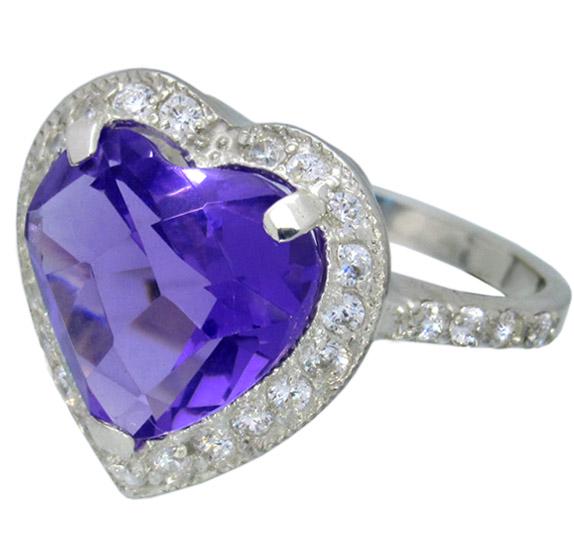 Серебряное кольцо с аметистом Сердце океана 20,5 (014к.05-10)
