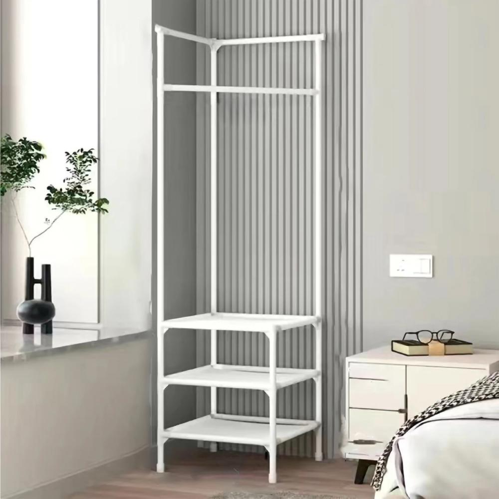 Устойчивая угловая для одежды и обуви Corner Clothes Rack CR-15 Белый (SS-27) - фото 3