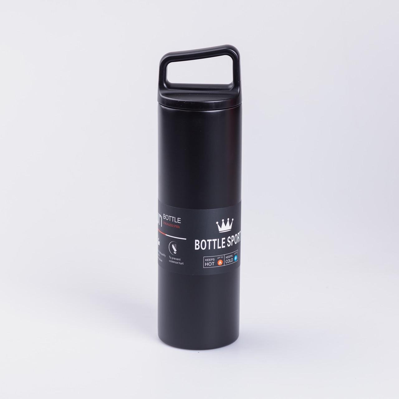 Термос металевий Bottle Sport із нержавіючої сталі з ручкою 0,5 л Чорний (5814) - фото 1 Термос металевий Bottle Sport із нержавіючої сталі з ручкою 0,5 л Чорний (5814) - фото 1