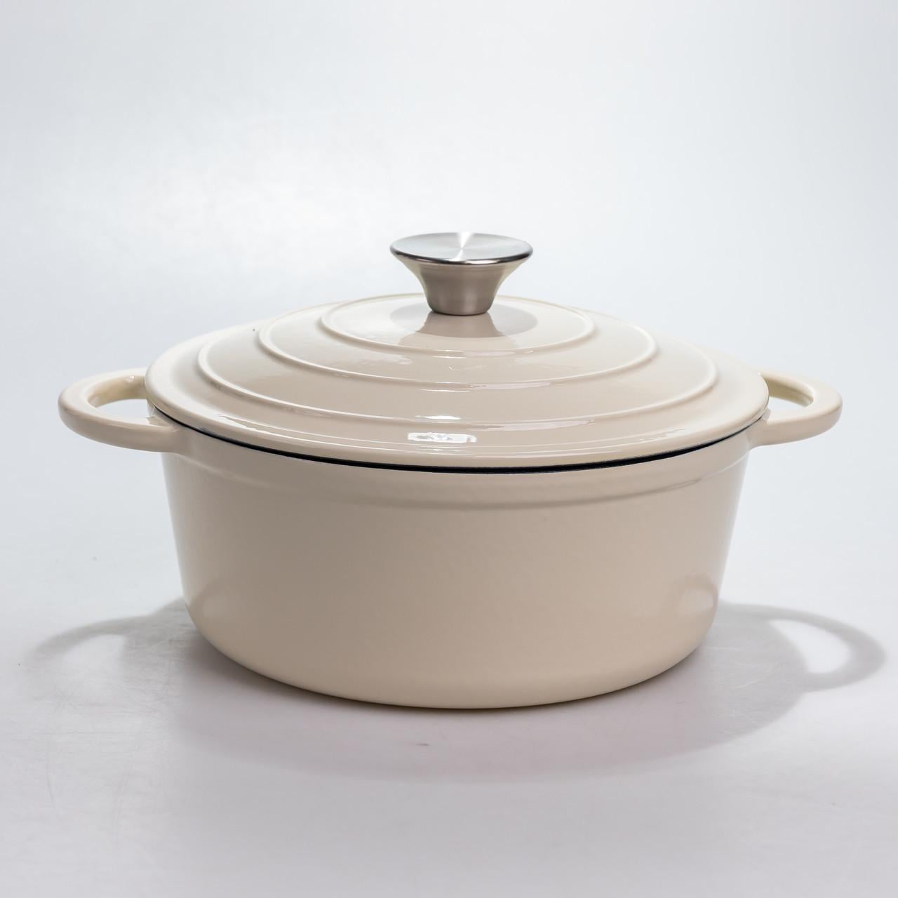 Кастрюля чугунная HP-1-14-WHITE 2,5 л эмалированная с крышкой Кастрюля чугунная HP-1-14-WHITE 2,5 л эмалированная с крышкой