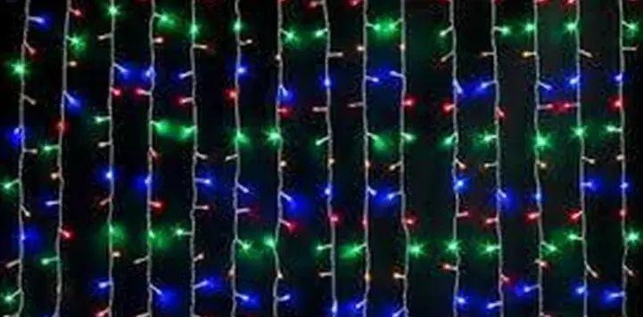 Гирлянда светодиодная Водопад 400LED 5W 220V IP54 8 режимов с разноцветным свечением на прозрачной проволоке 3х2 м Гирлянда светодиодная Водопад 400LED 5W 220V IP54 8 режимов с разноцветным свечением на прозрачной проволоке 3х2 м