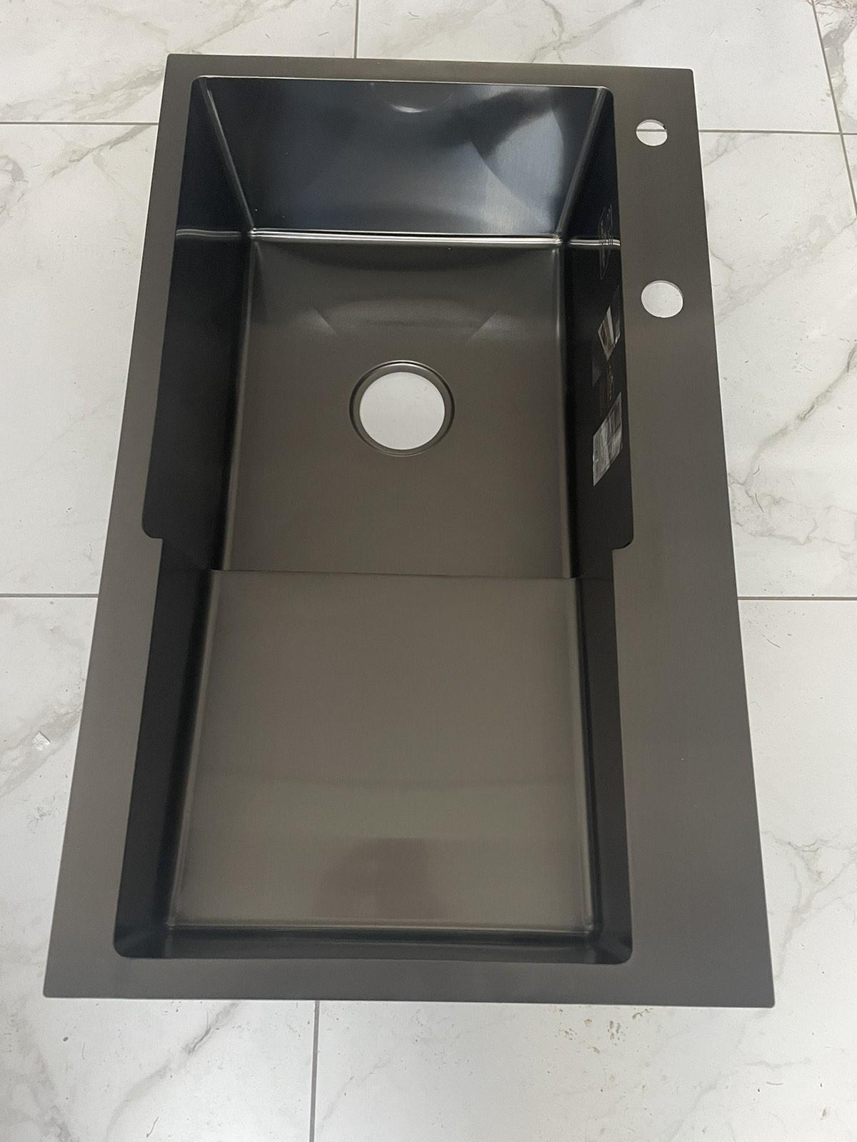 Мойка кухонная Kroner 7848LHM левая/смеситель для кухни с подключением к фильтру KRP Graz-GRP03815 - фото 3