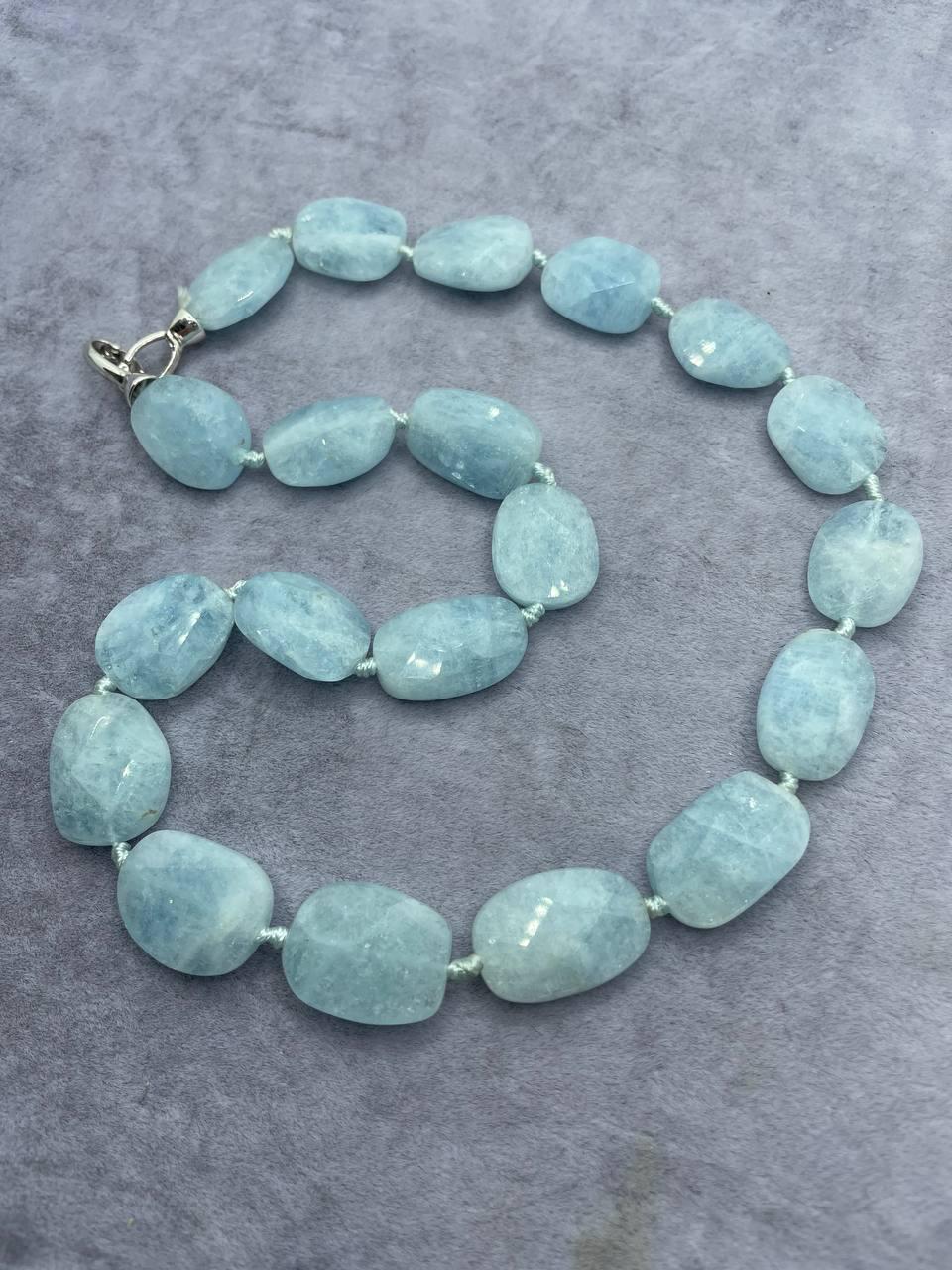 Бусы аквамарин 46 см 67 грамм Голубой (821)