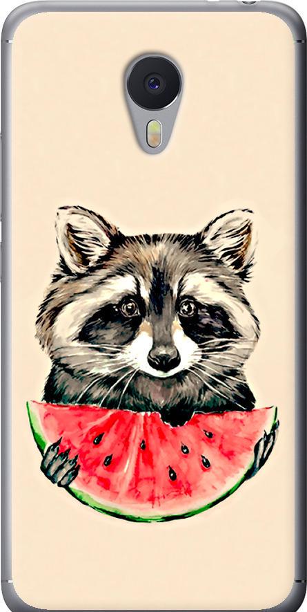 Чехол на Meizu M3 Note Енотик с арбузом (4605u-256-42517)