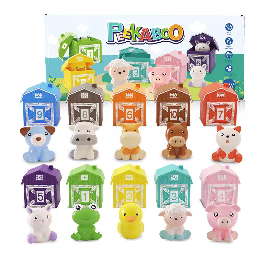 Розвиваюча іграшка сортер Звірята в будиночках і пальчиковий театр Монтессорі