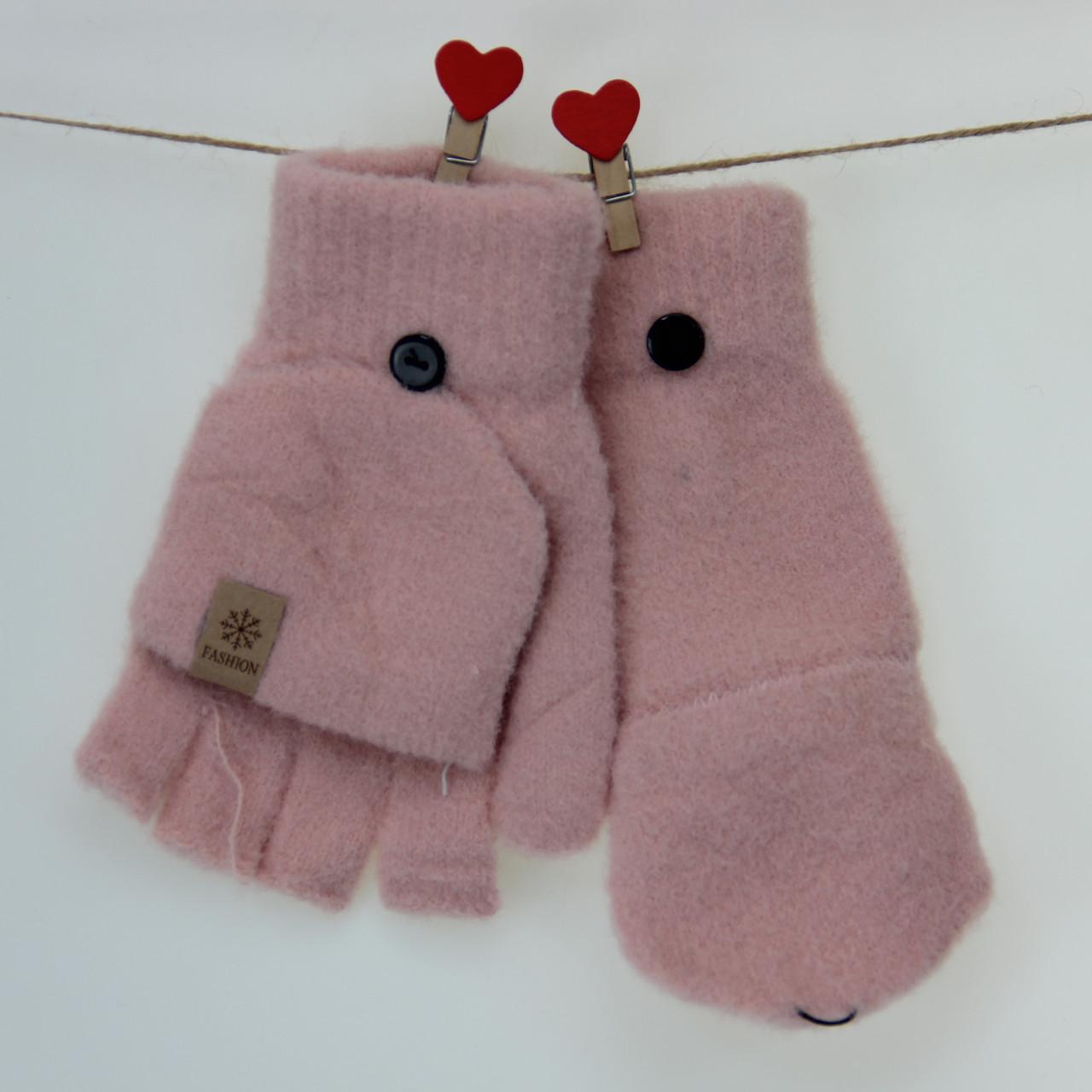 Перчатки женские с накидным верхом шерстяные S Розовый (33837) Перчатки женские с накидным верхом шерстяные S Розовый (33837)