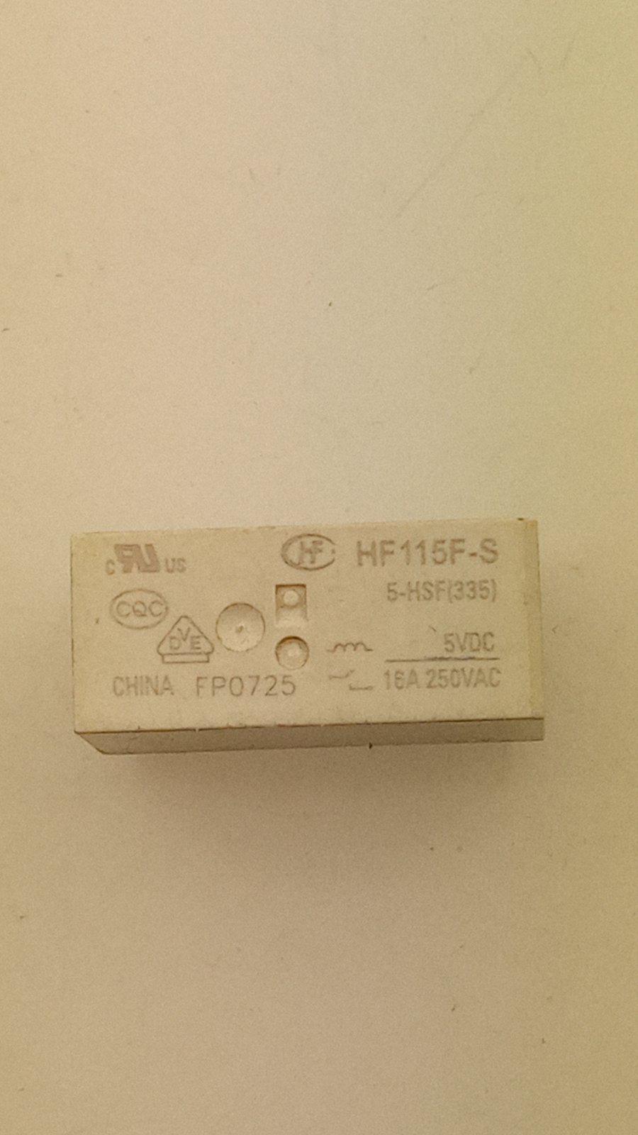 Реле HF115F-005-HFS DC5V 16A 250VAC 28x12x15 (18201)