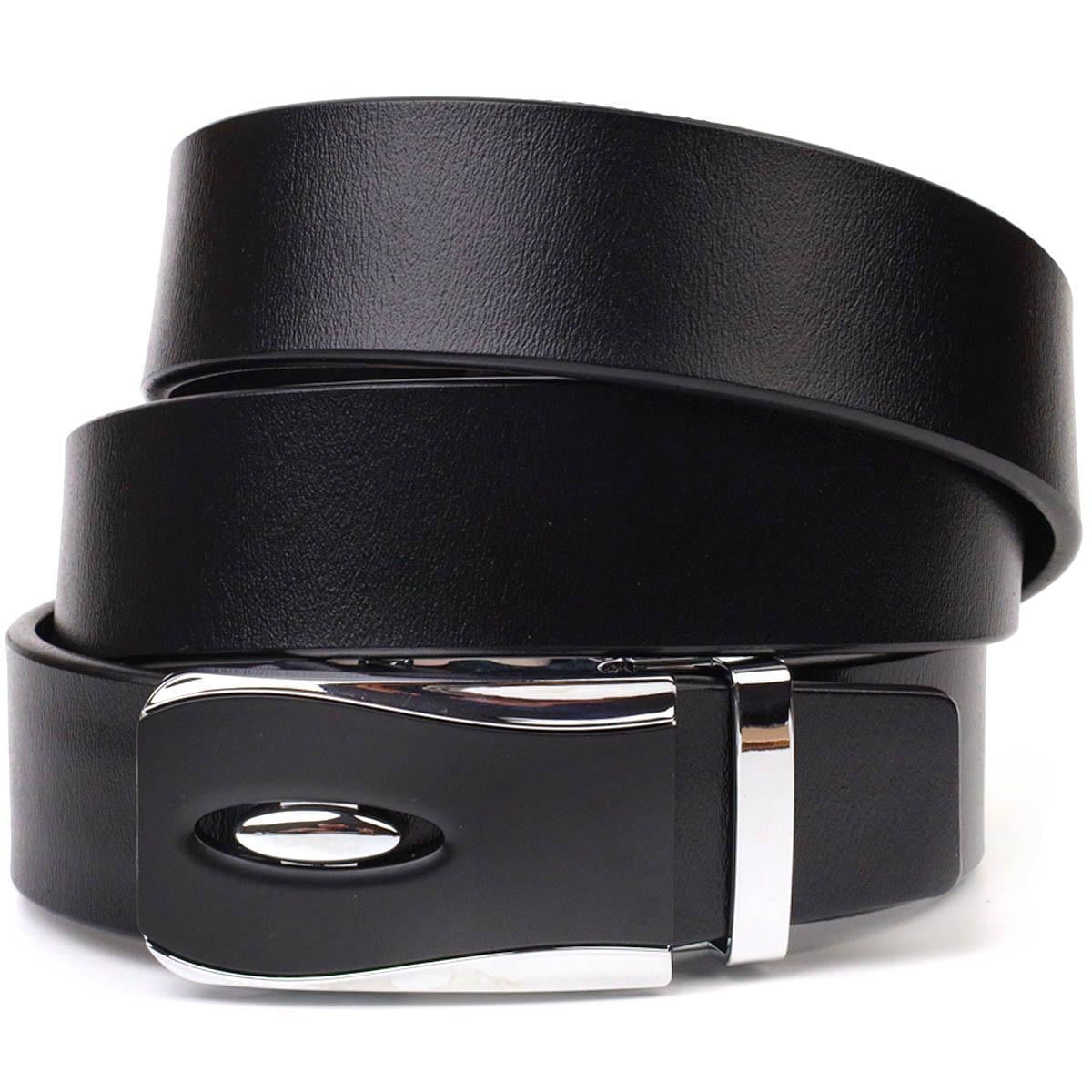 Пояс брючный Vintage Classic Belt 21465 с пряжкой из натуральной кожи Черный