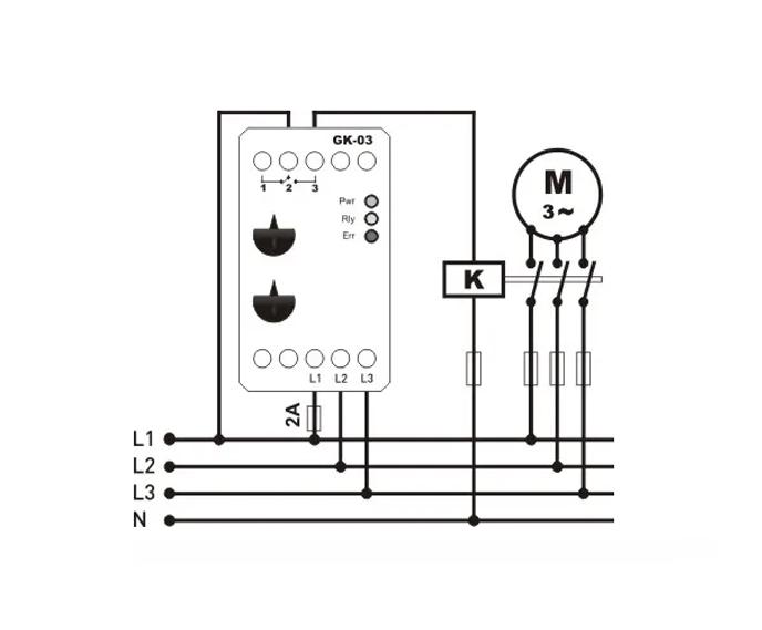 Реле трехфазное Samwha обрыва фазы/контроль повышенного напряжения без нейтрали 3x380V 5A (GK-03) - фото 4