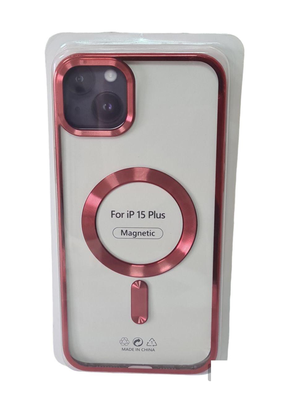 TPU хромовий чохол Chrome with Magnetic для Apple iPhone 15 (6.1") бордовий - фото 1