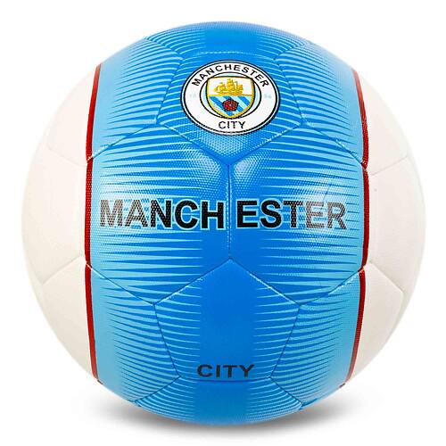 Мяч футбольный Ballonstar HYBRID MANCHESTER CITY FB-7954 PU ламинированный №5 Бело-голубой (31773592)