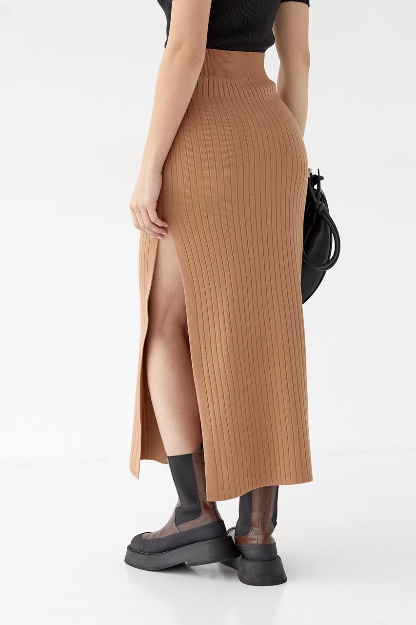 Юбка миди в рубчик M Коричневый (0199) - фото 4