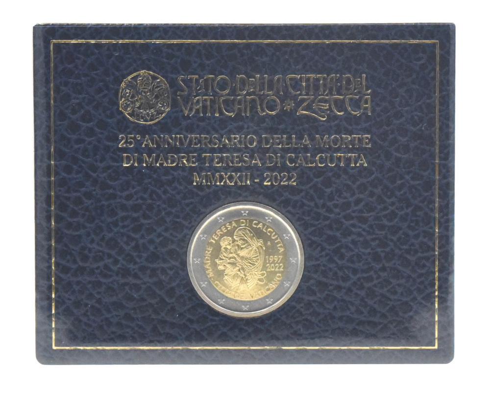 Коллекционная монета Ватикан 2 евро 2022 Биметалл UNC 25 лет со дня смерти Матери Терезы Калькуттской