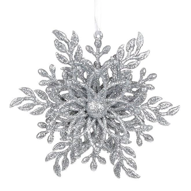 Новогодняя подвеска Снежинка 12 см Серебряный (13261)