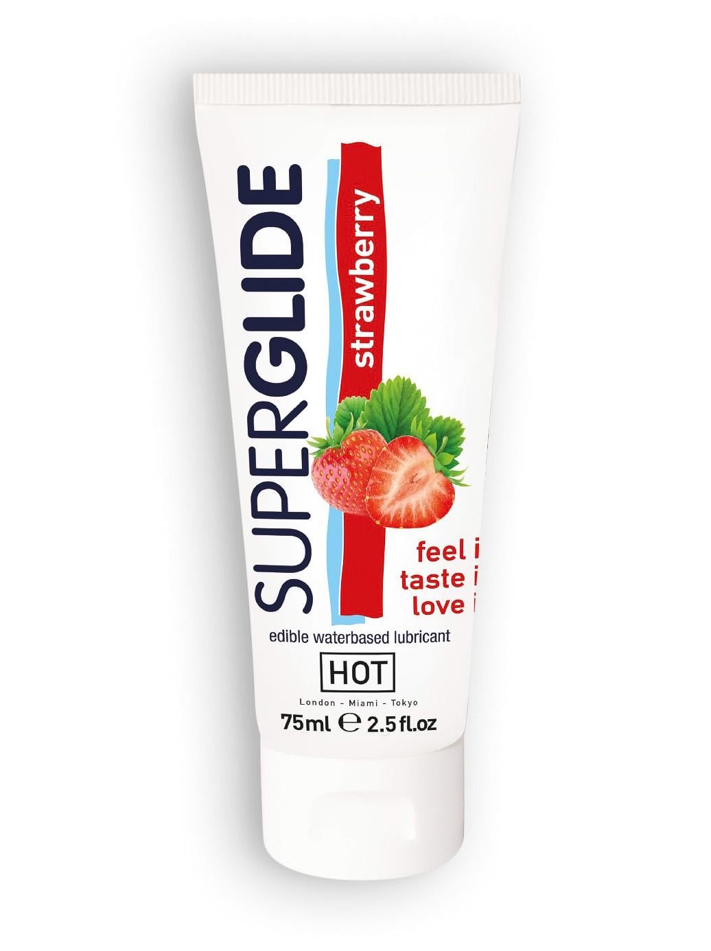 Лубрикант съедобный на водной основе Hot Superglide Соблазнительная Клубничка 75 мл