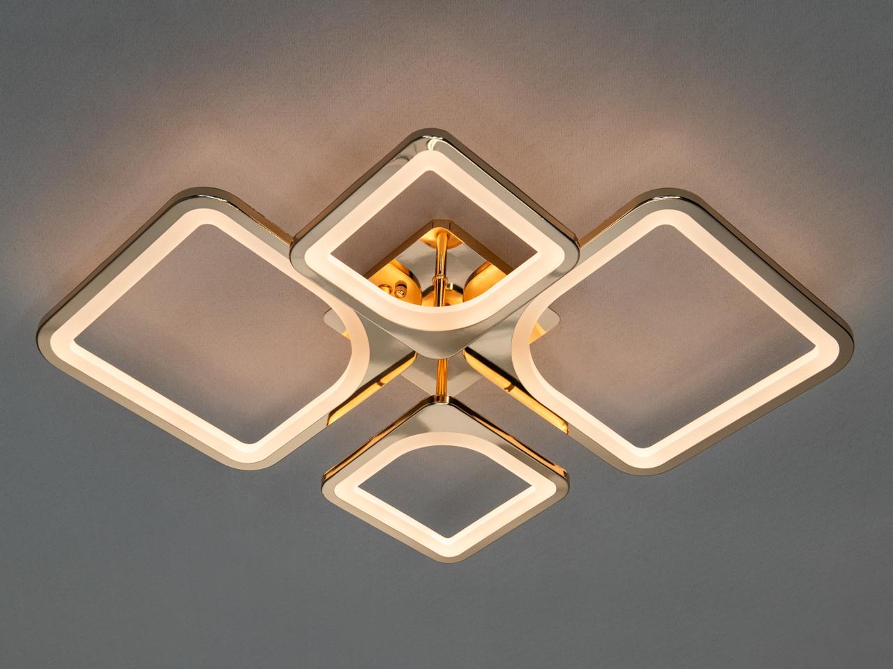 Люстра потолочная LED на кухню с пультом 72W на 10 м2 Золотой (2539043949)