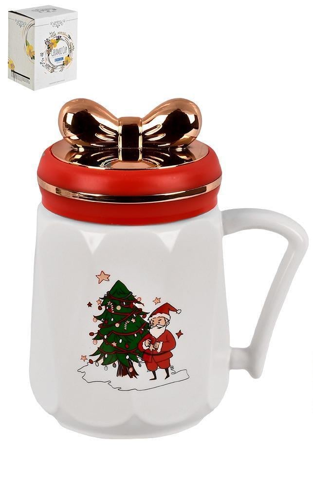 Чашка новорічна з кришкою що закручується HOME R101162 New Year 400 мл