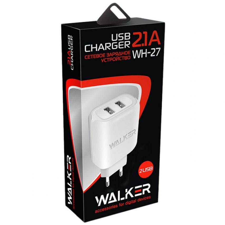 Сетевое зарядное устройство для Walker 2в1 WH-27 2USB/2.1A + Data Cable USB to Micro White - фото 5 Сетевое зарядное устройство для Walker 2в1 WH-27 2USB/2.1A + Data Cable USB to Micro White - фото 5