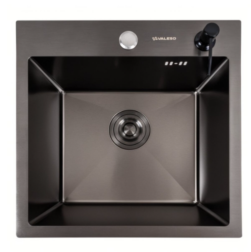 Мойка для кухни Valeso Handmade PVD круглый сифон 3,0/0,8 мм 45x45 см Черный (31234753)