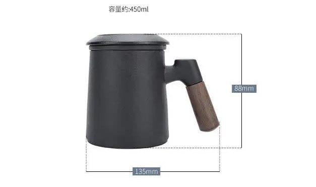 Чашка-заварник для чая керамическая с фильтром/ситом и крышкой 450 мл Черный (782734) - фото 8 Чашка-заварник для чая керамическая с фильтром/ситом и крышкой 450 мл Черный (782734) - фото 8