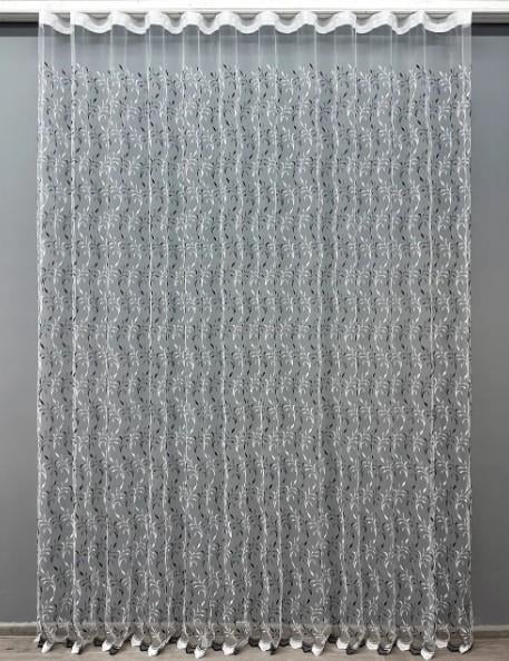 Тюль фатин із вишивкою Білий/Чорний (1578т)