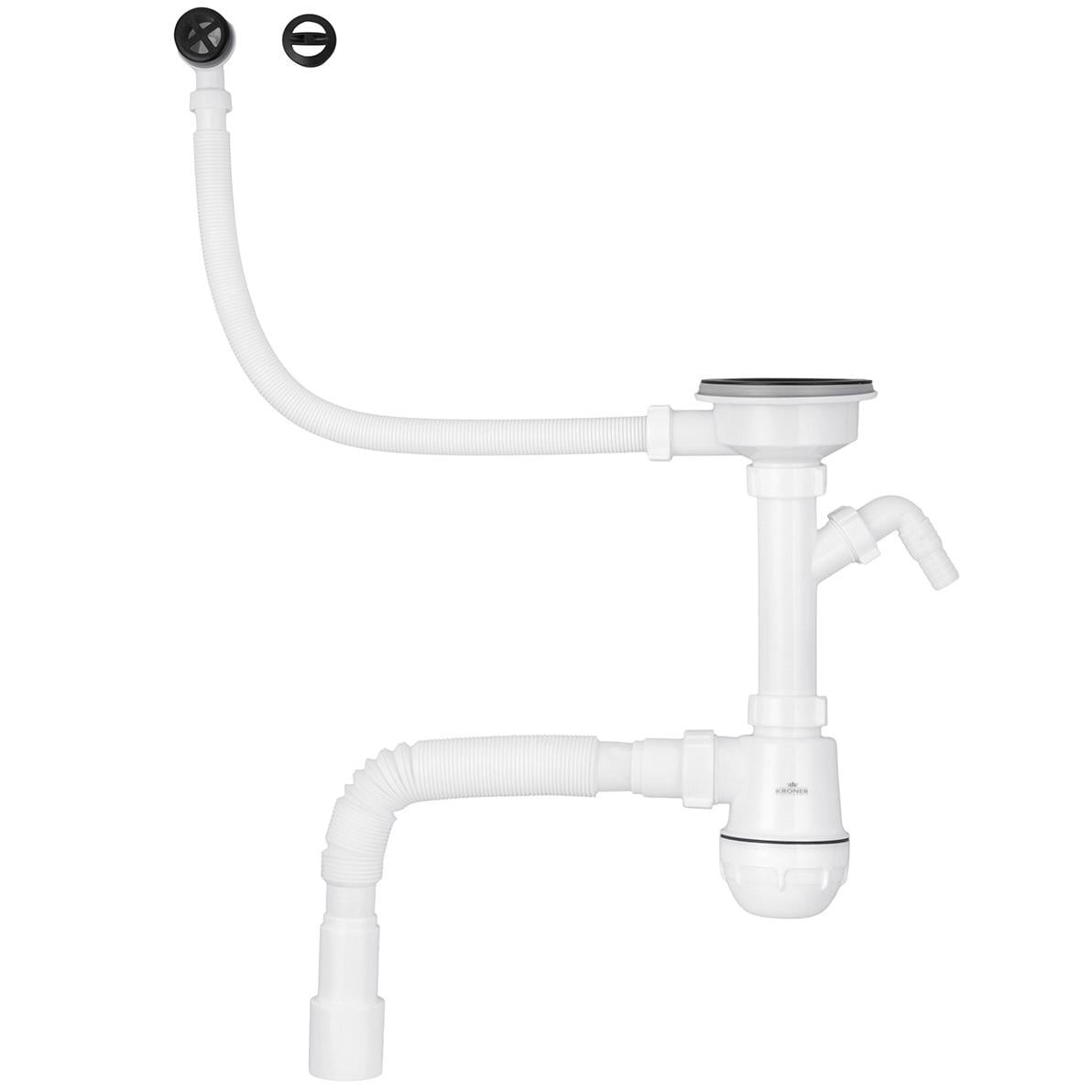 Сифон для кухонной мойки Kroner KS02R-1BLK CV034317 110 мм (234008)